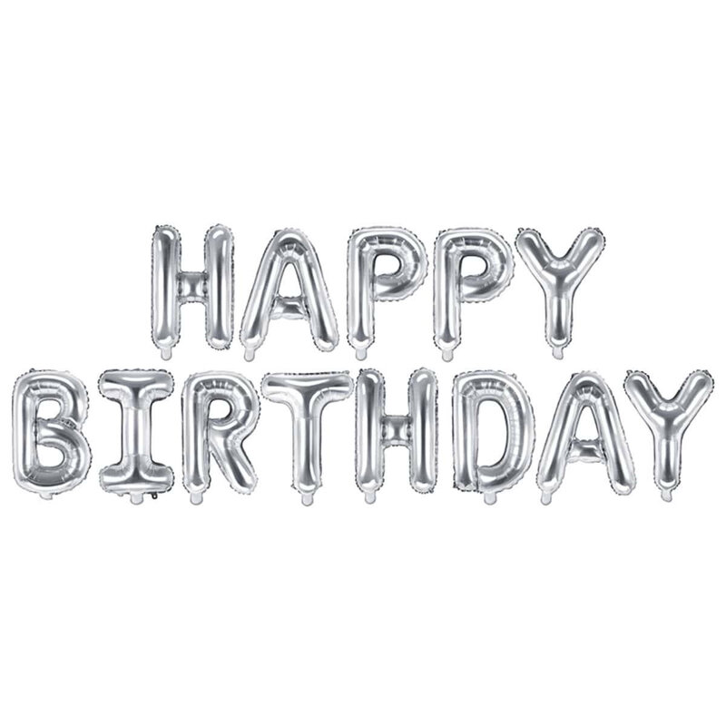 Balon foliowy - Happy Birthday Silver
