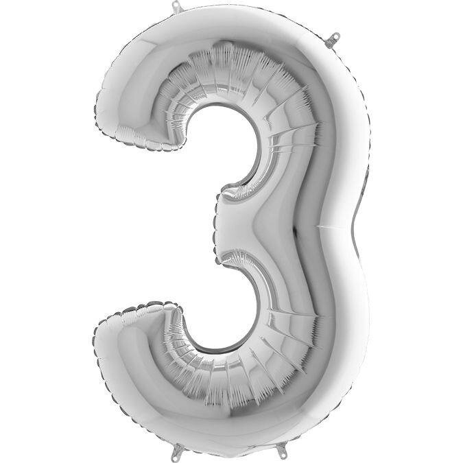 Cyfra foliowa „3” - srebrna