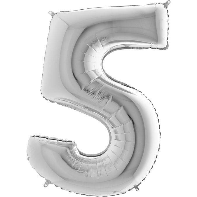Cyfra foliowa „5” - srebrna